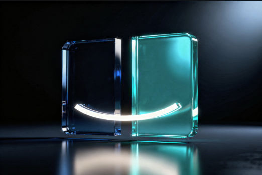 Mirror AI — abstract glass blocks brand visual